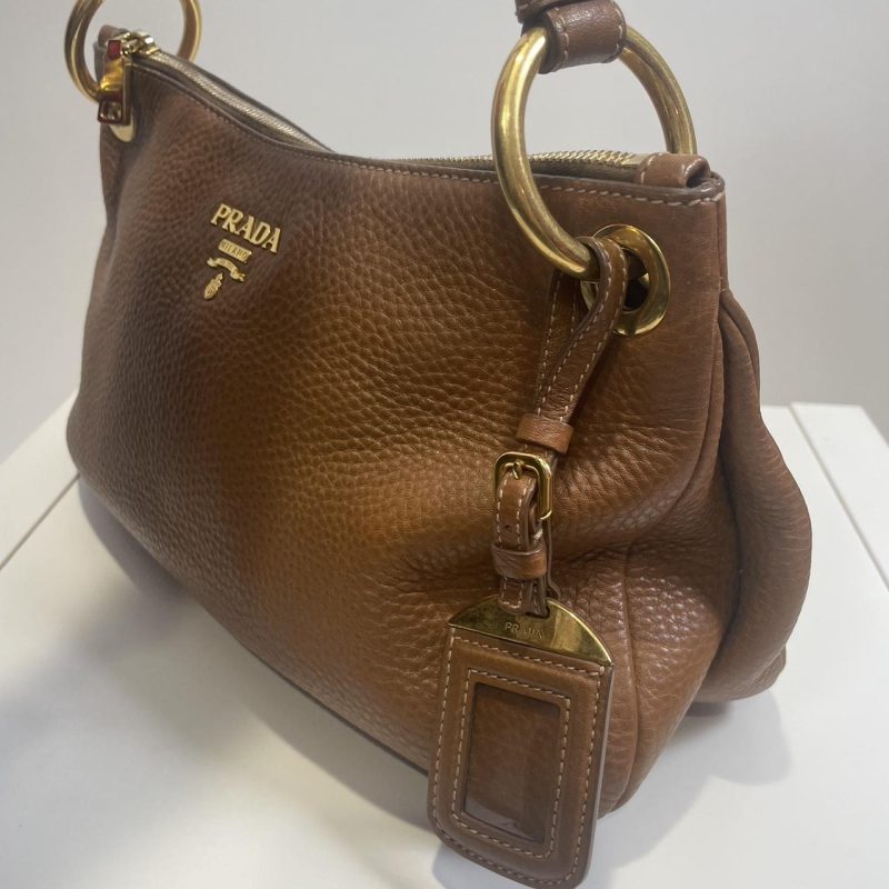 Beautiful soft brown leather authentic Prada shoulder bag 'Sacca Sottospalla' - Image 6